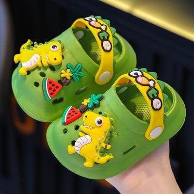 Summer Childrens Slippers Hole Kids Sandals Soft Cartoon Dinosaur DIY Design Indoor Anti-Slip Boys Girls Beach Shoes