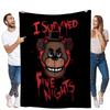 I Survived Five Nights Horror-Themed Cartoon Bear Blanket – Cozy Soft Fleece Throw with Unique Design, Perfect for Fans of Survi