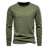 Solid Color Cotton T Shirt Men Casual O-neck Long Sleeved Mens Tshirts New Autumn High Quality Colorful T-shirt For Men