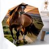 1pc Horse Sunset Automatic Folding Umbrella Portable Collapsible 8-Rib Umbrella for All Seasons, Casual Outdoor Accessory, B59