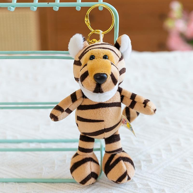 Porte-clés Peluche Animal Mignon Dessin Animé 15CM Tigre Lion Éléphant Hippopotame Tortue Pendentif Sac Rembourré