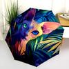 Plant Cat  pattern, automatic folding umbrella, portable and foldable design, 8 ribs, a Christmas or birthday gift.