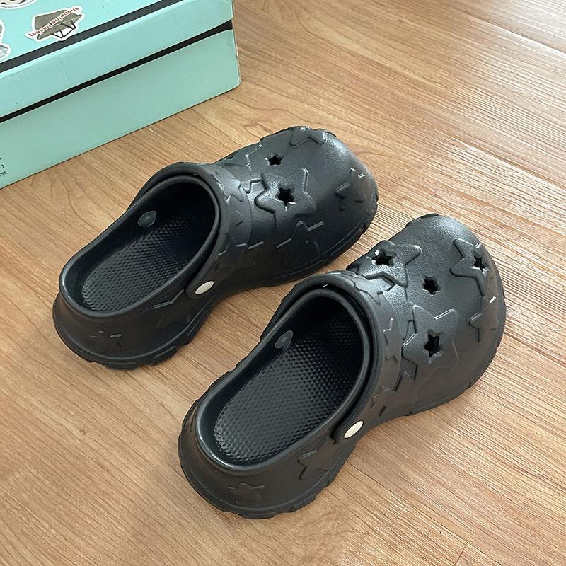 Thick-soled Heightening Fashionable Versatile Simple Hole Shoes, Breathable In Summer, Two Wear Bag Head Cool Slippers