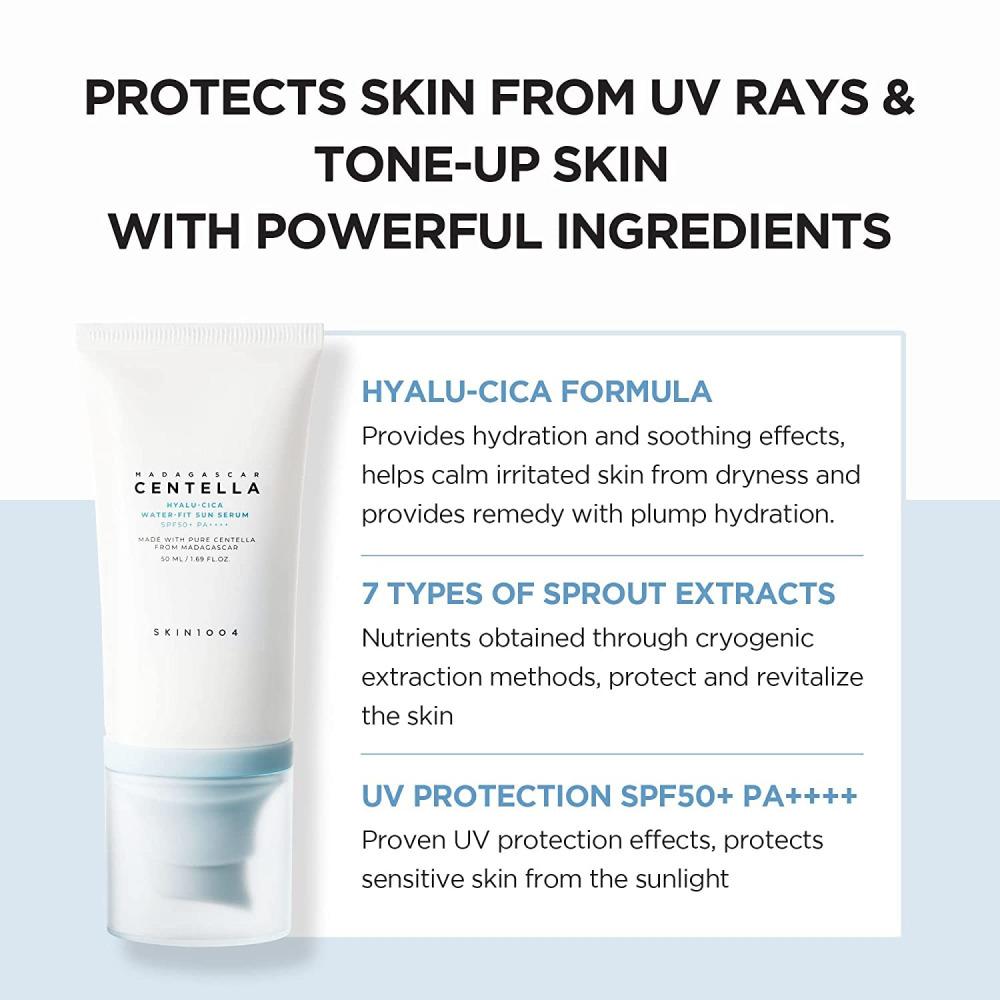 Skin1004 Madagascar Centella Hyalu-Sika Water Fit Sun Serum  SPF 50  PA++++ (50 Ml)