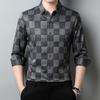 Men's Spring and Autumn Plaid Button Lapel Contrast Color Long Sleeve Business Casual Fashion Top