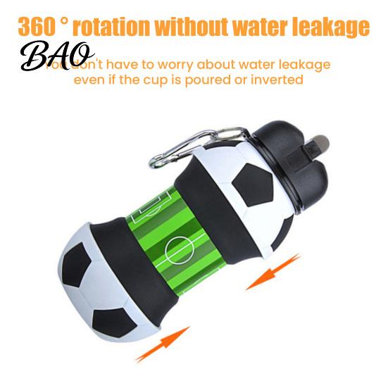 Fitnessstudio Wasserbecher faltbar Silikon Ballflasche, 550ml faltbare Fußballflasche mit strapazierfähigem Sportkletterverschluss, Auslaufsicher Spritzwassergeschützt Outdoor