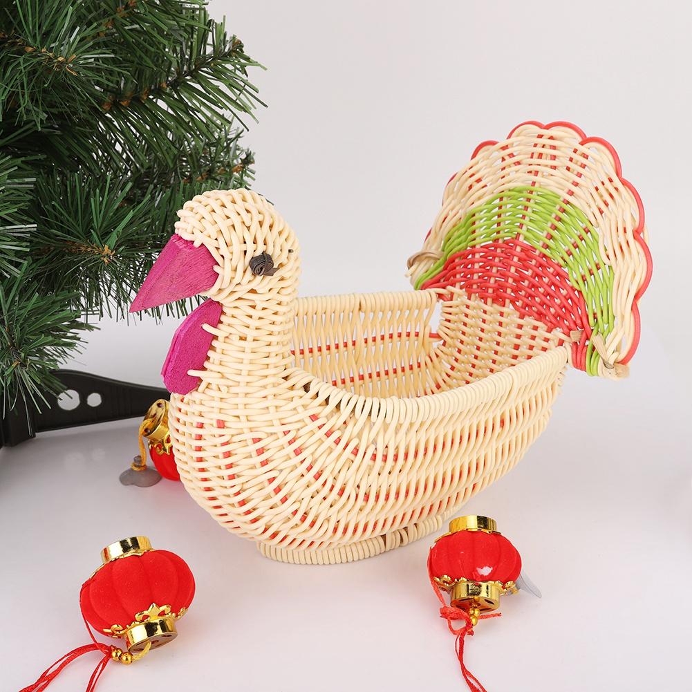 Cute Desktop Mini Turkey shape Storage Basket HandWoven Basket Home Decoration
