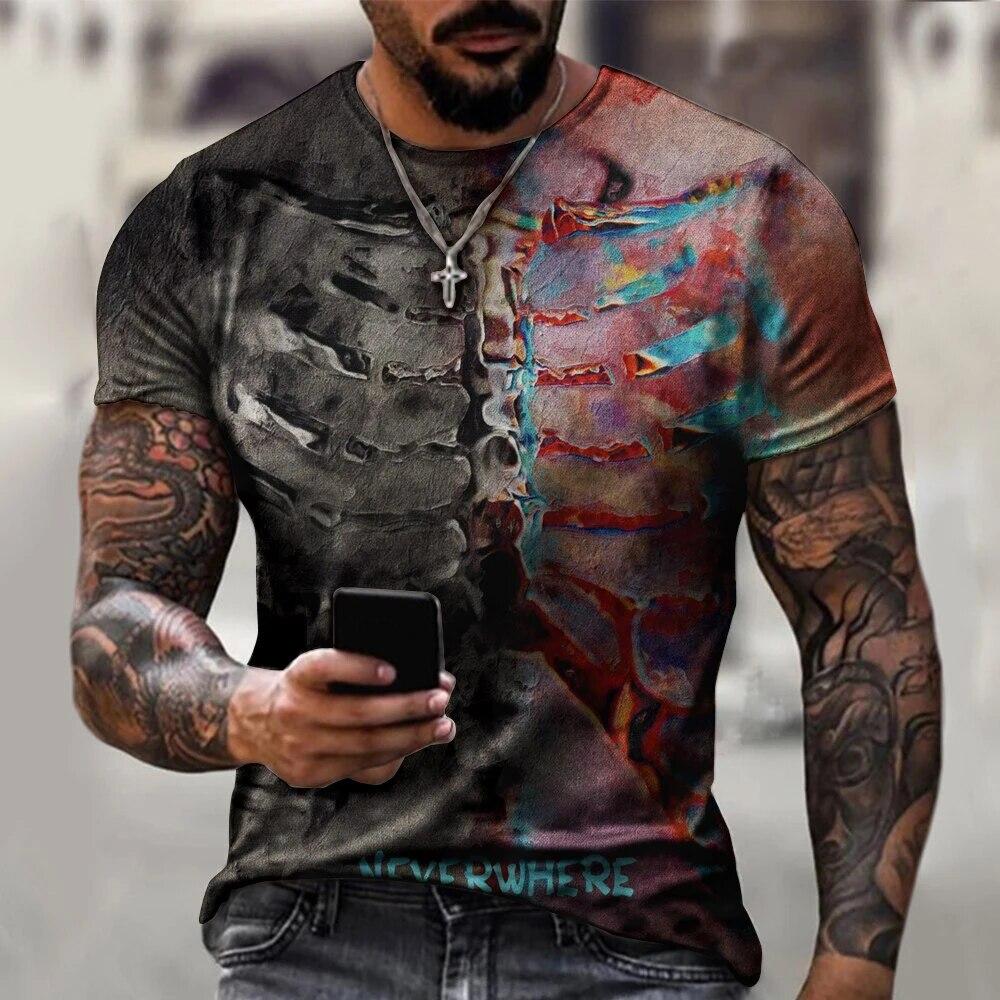 

Футболки со скелетом ужасов, страшные футболки с 3D принтом, уличная одежда для мужчин и женщин, модная футболка большого размера с короткими рукавами, детские футболки, топы, одежда 6XL