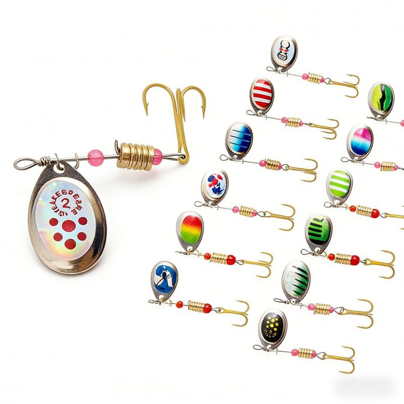 Freshwater Lure Spinning Sequin Set10-13Metal electroplated bait with barbed hook fishing gear supplies