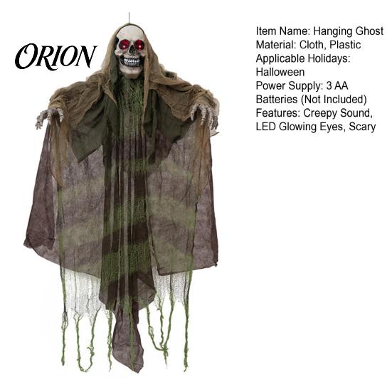 Creatori di Atmosfera per Escape Room Halloween Animatronics Decorazione Fantasma da Appendere, Falciatore della Morte Prop Attivato dal Suono con Decorazioni LED Occhi Luminosi
