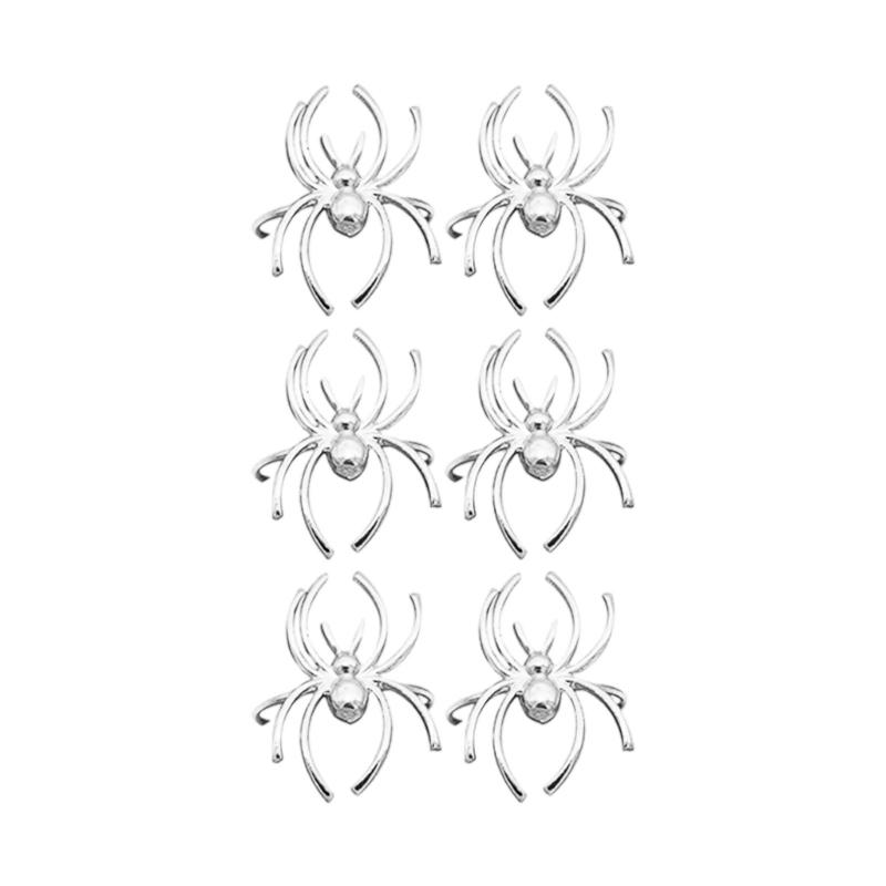 Pack of 6 Elegant Spiders Designs Napkin Rings Holders Halloween Kitchen Decoration With Rustproof Metal Finish