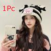 1PC Cute Keep Warm Knitted Hat Festival Spliced Colors Fashionable Pig Ears Thickened Gathering Take Photos New Style