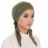 Solid Color Muslim Headscarf Hat Soft Elastic Rhinestone Hijab Caps  Casual Wear