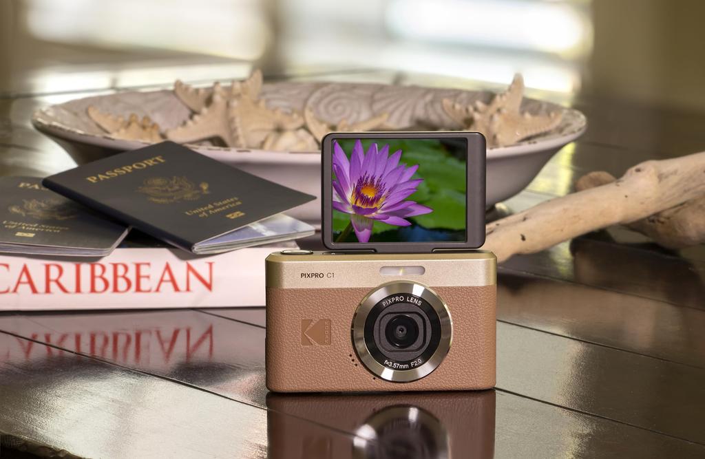 KODAK Pixpro C1 – Ultra-Compact Digital Camera | 13MP BSI CMOS, 4x Zoom, 2.8-inch LCD Screen, LED Flash – Marron