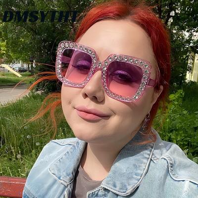 Non-polarized Women Fashion Rhinestone Sunglasses Steampunk Vintage Square Frame Men Sun Glasses