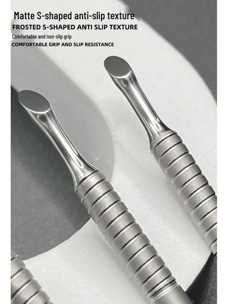 Stainless Steel Pre-Cuticle Pusher & Scissors Set for Russian Manicure