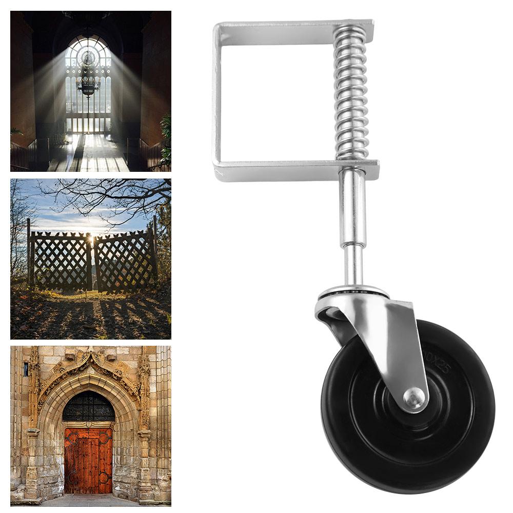 4 Inch Door Gate Wheel Heavy-duty Rubber Spring Loaded Caster 360°Rotatable Adjustable Height Spring Damping Wheel for Furniture
