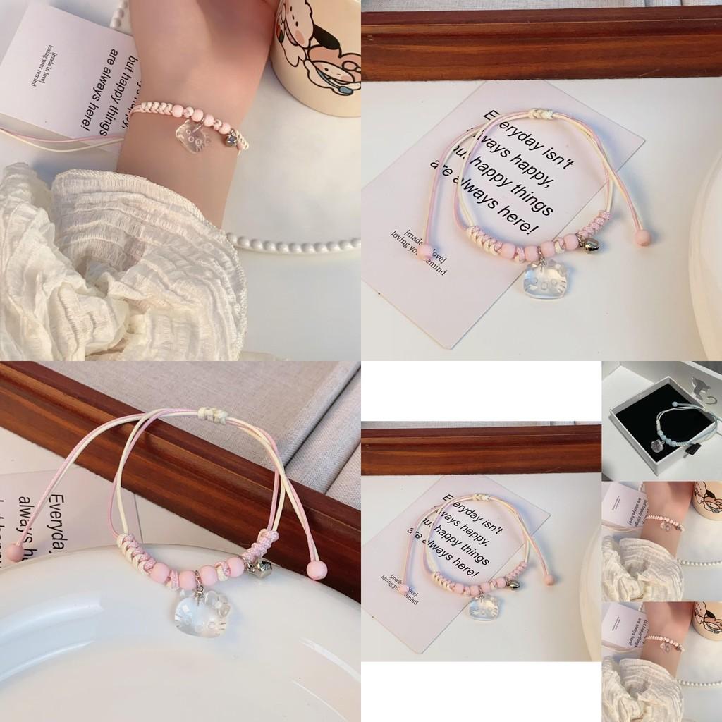 Stylish Handwoven Cat-themed Bracelets For Women In Gorgeous Pink And Blue Perfect For Summer And Gift Giving