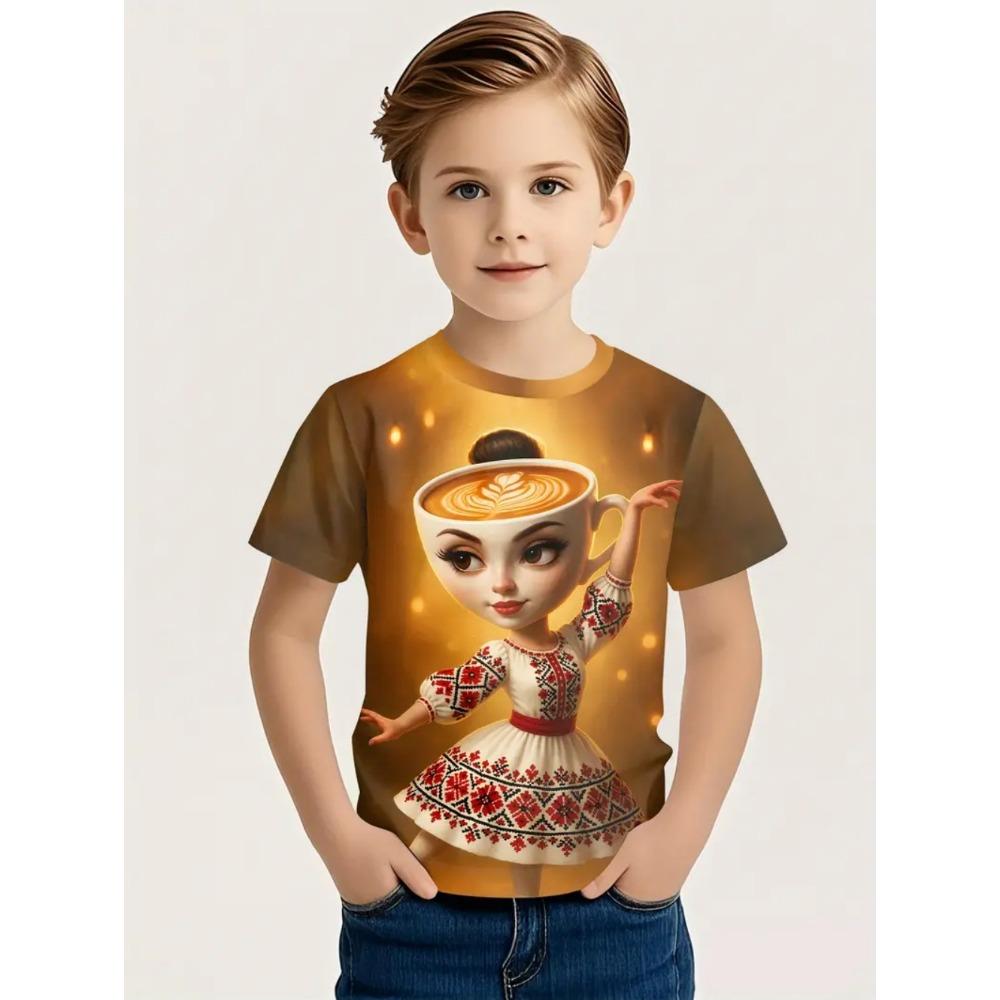 

Summer Top Italian Brainrot T-Shirt Cartoon Anime Print Clothes Round Neck Basic Short-Sleeved Fashin Casual Loose Kids t Shirts 100