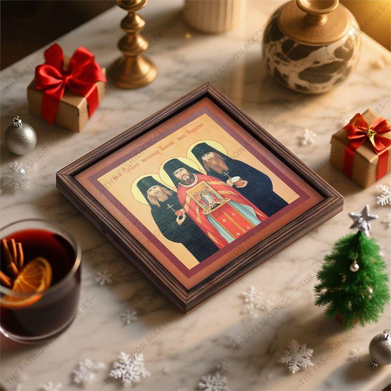 Decorative Painting of Orthodox icons,Consecrated Icon "Optina New Martyrs",Photo Frame painting,Christian Wall Art,20cm*20cm,Spiritual Decor Gift
