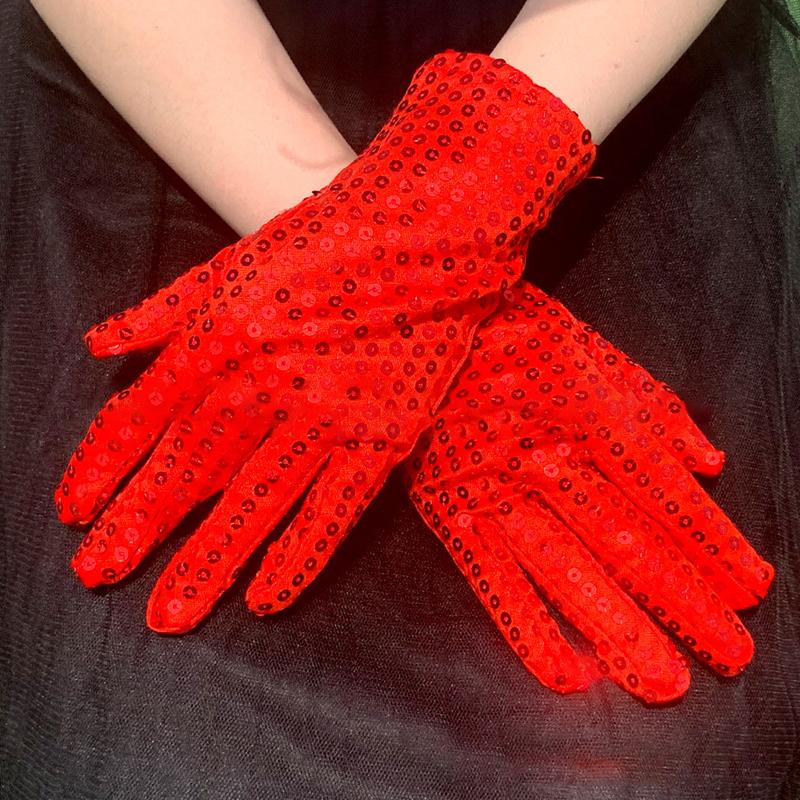 Adult Sparkling Glitter Stage Gloves Night Dance Performance Sequins Short Gloves Costume Cosplay Accessories