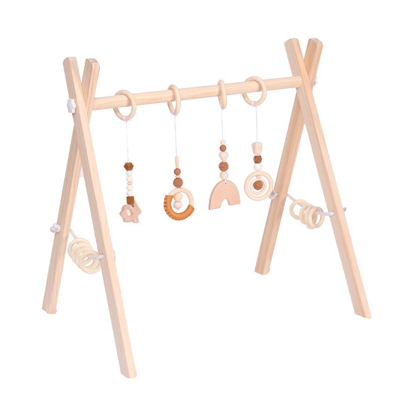 Nordic Wooden Baby Fitness Toy with Bells and Hanging Ornaments