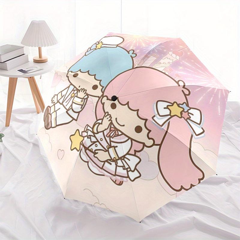 1pc Little Twin Stars Fully Automatic Folding Portable Cartoon Umbrella, 8 Steel Frames, Three-Fold Design, Suitable for All Seasons, Suitable for Out