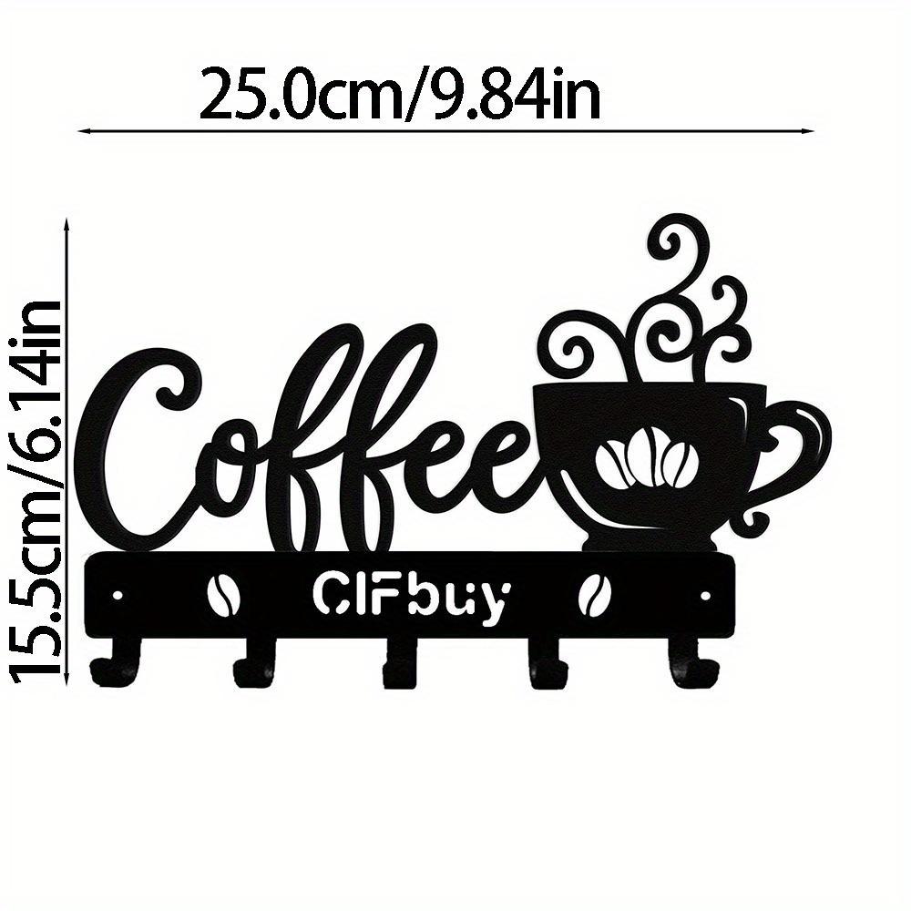 

Декор для кофейни. Металлическое настенное искусство в деревенском стиле с вывеской в виде кружки для кофе и крючками. Кофейни и дома со стильной вывеской для кофейни. чёрный