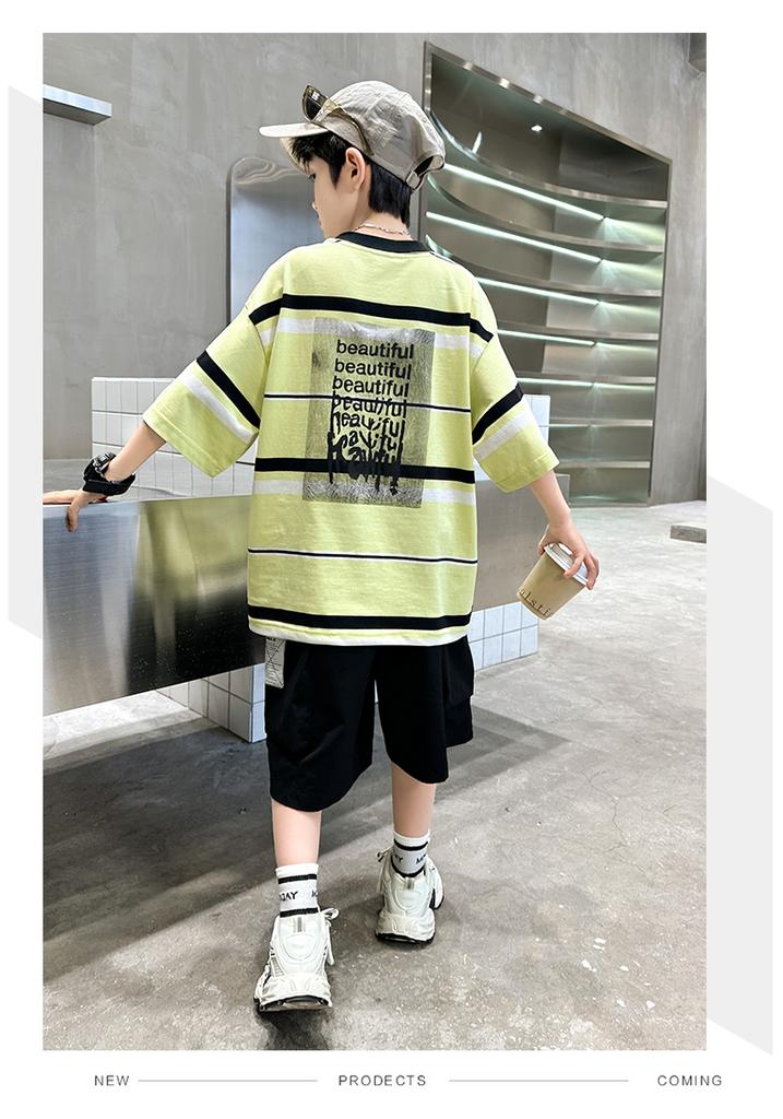 Children's Summer Sports Set 2026 New Fashionable and Handsome Short Sleeved Summer Clothes for Middle Aged Children, Boys and Students