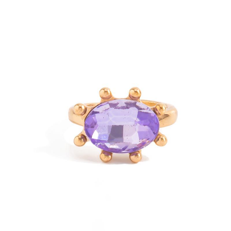 Waterproof Geometric Rhinestone Opening Rings for Women Dainty Colored Gemstone Jewelry for Birthday Gift for Her