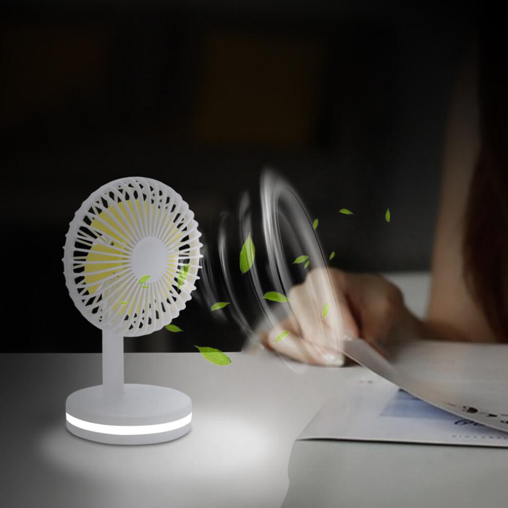 Adjustable Speed Desk Fan for Home, Quiet Operation Fan with LED Bedside Small Light Function, Rechargeable Handheld Fan, Portable Mini Fan for