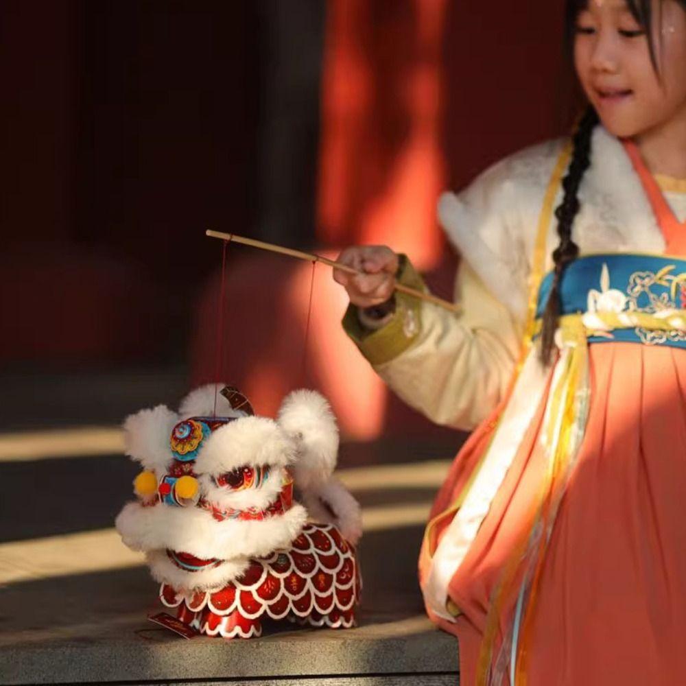 Handmade Lion Dance Lantern Chinese Style Traditional DIY Material Package Year of The Horse Portable New Year Lantern