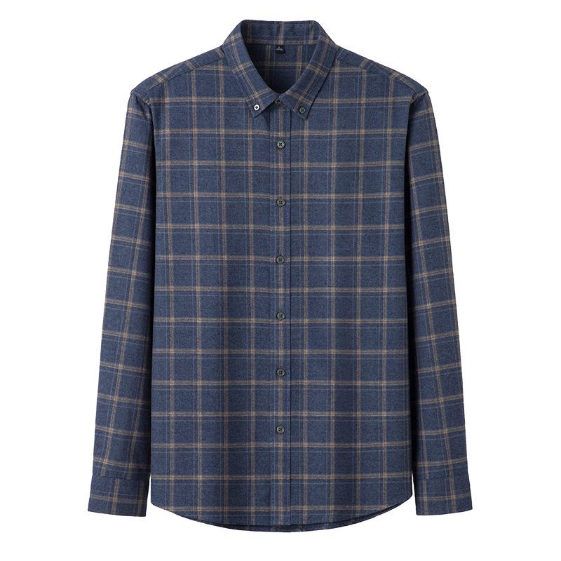 Men's Long-Sleeve Plaid Shirt: Comfortable, Breathable Cotton for Spring and Autumn Casual Wear