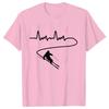 Men's Clothing Ski Skiing Heartbeat Snowboard Shirts Fashion Graphic Short Sleeve Tee O-Neck Harajuku Men Oversized T-shirt