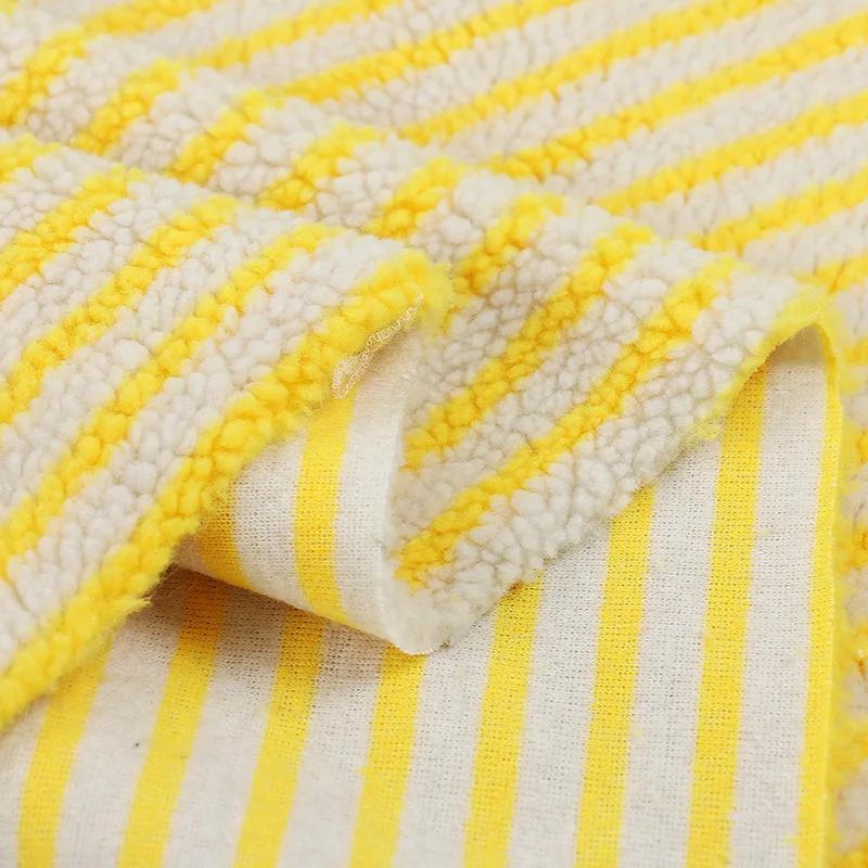 160x45cm Fine Striped Jacquard Lamb Fleece Fabric For Children's Clothing Outerwear, Home Pillows, Handmade DIY Clothing Fabrics
