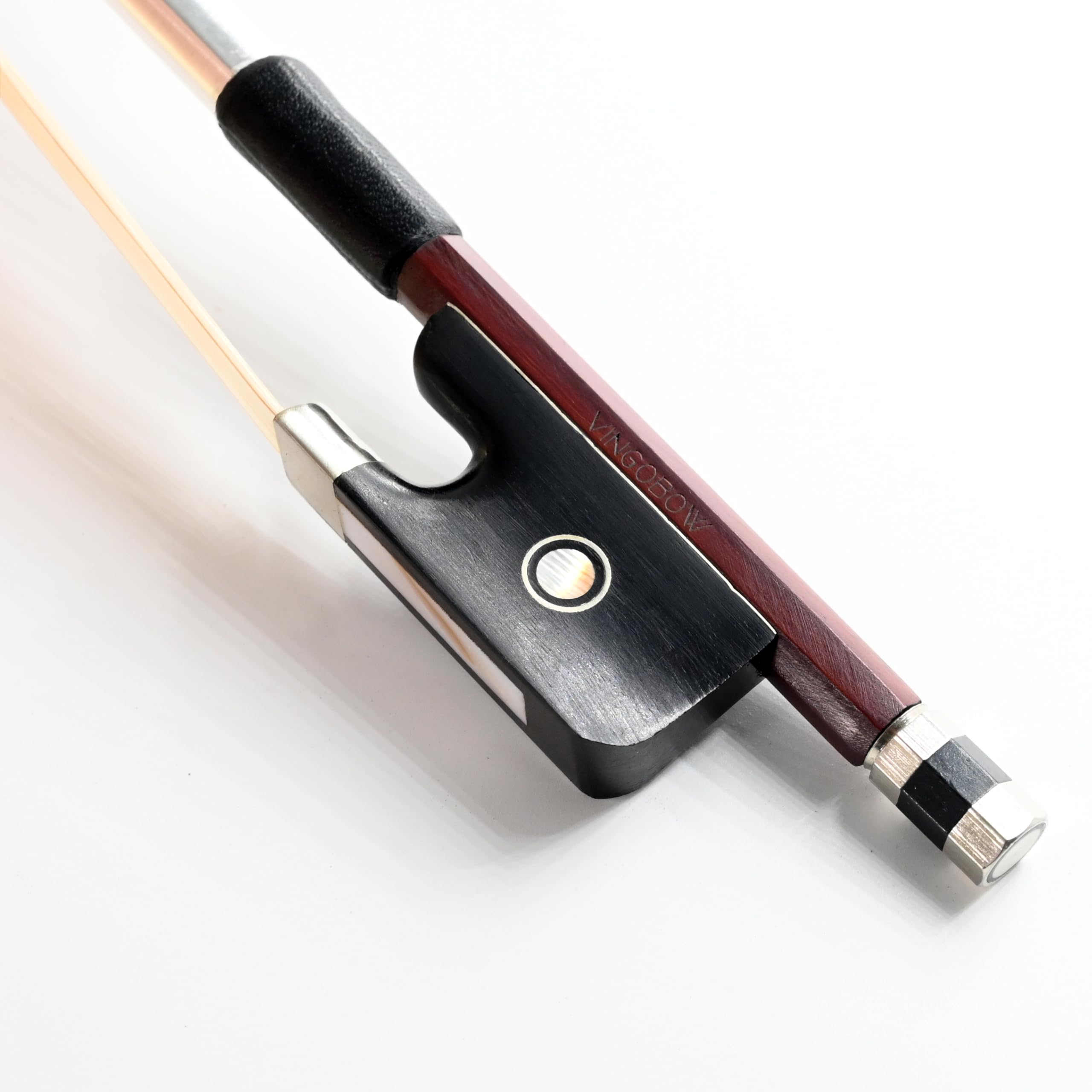 

Смычок для виолончели VINGOBOW из бразильского дерева, 35,6 см-43,2 см, полный размер, 71,5 см, эбонит, колодка, натуральный, монгольский белый, конский волос, сбалансированный сладкий тон