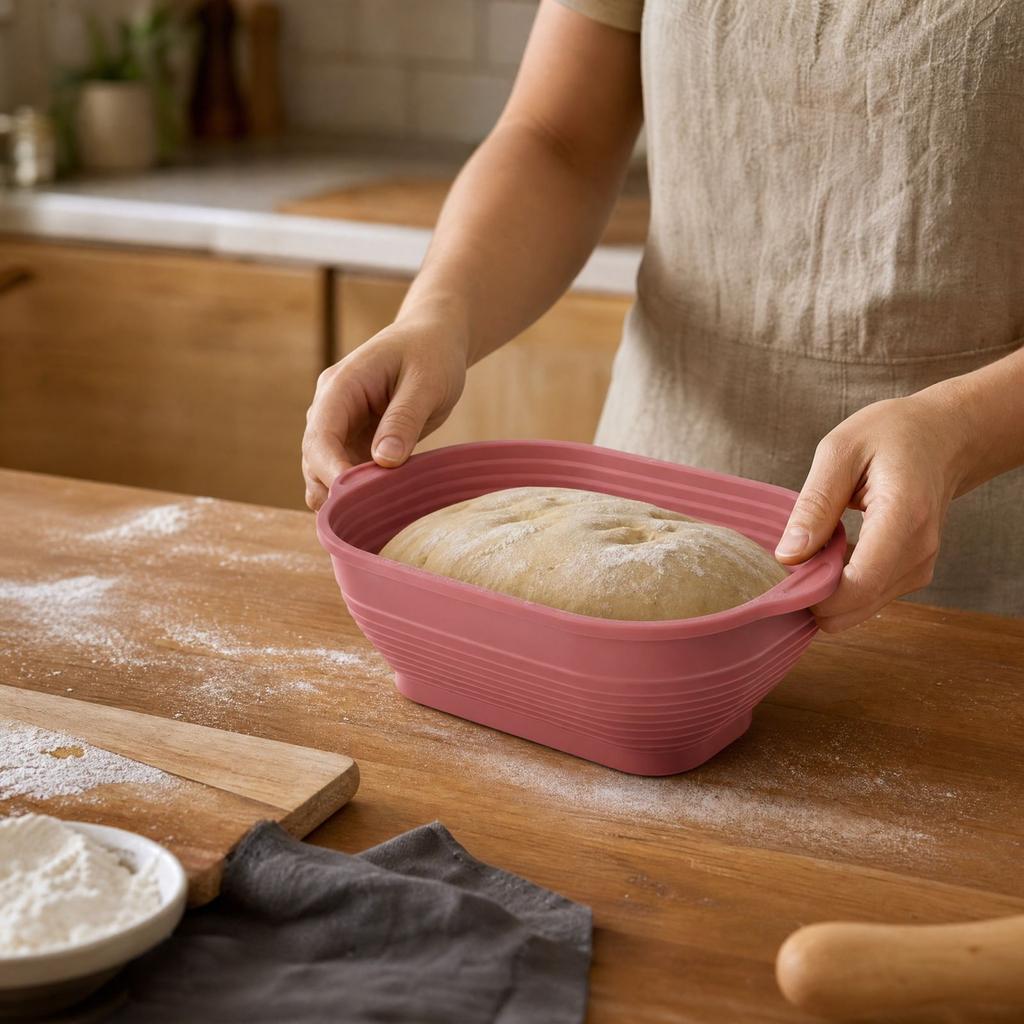 Silicone Bread Proofing Basket with Lid, Heat Dough Fermentation Basket for