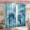 2D Flat Printing 2pcs Curtains Dolphins Playing In Ocean Waves Digital Printed Polyester Drapes All Season Party & Holiday Decor