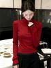 2026 Autumn/Winter Women's Korean Style Stand Collar Half-Zip Loose Slimming Base Layer T-Shirt