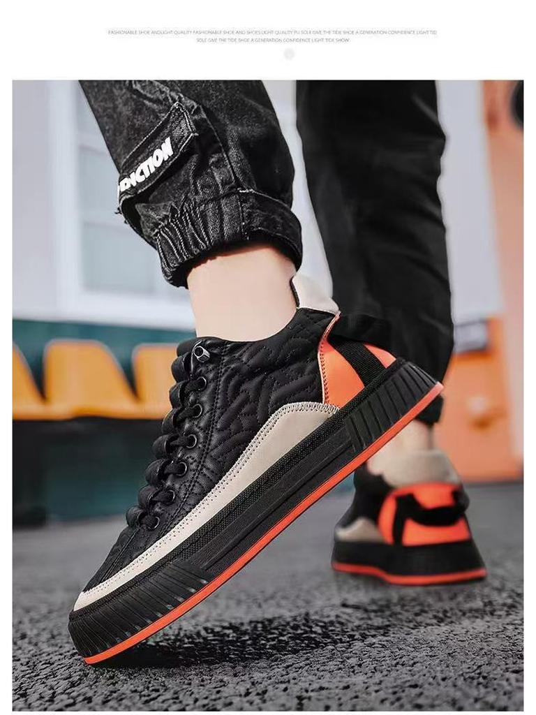 Men's Plus Size Breathable Canvas Shoes: Versatile Thick-Soled White Board Shoes for Sports & Casual Wear