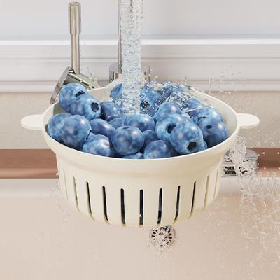 New Multi-purpose Fruit Washing Tray 2-IN-1 Double Layer Drain Basket Organizer Kitchen Fruit Storage Bowl