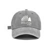 Washed Gray Baseball Cap With Evolution Motorbike Print Adjustable Snapback Hat Casual Streetwear Outdoor Sun Protection