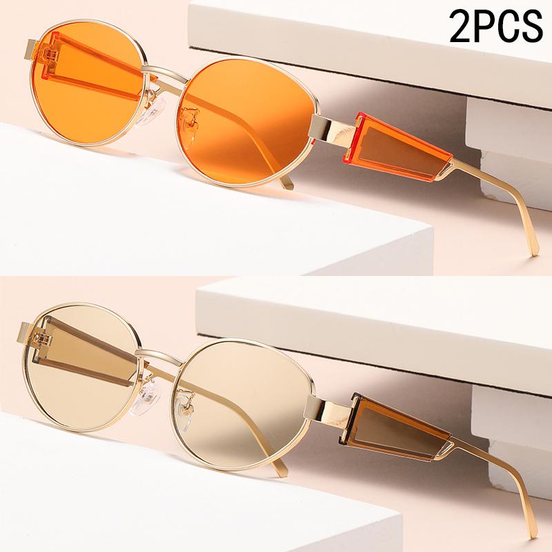 1PCS New Oval Metal Sunglasses Fashion UV-resistant Unisex Glasses 2426 Trendy Lightweight