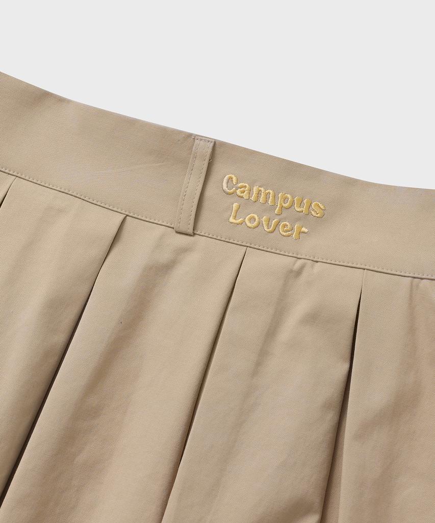 Concept College Campus Rubber Beige Flare Midi Skirt [Women'S]