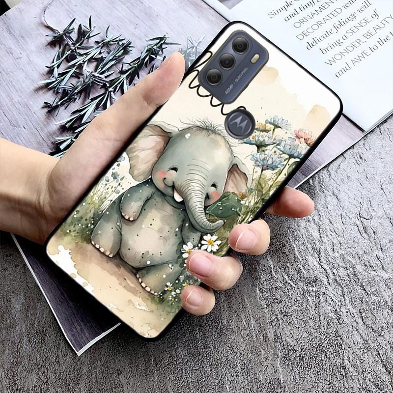 Cute Baby Elephants Phone Case For Moto G84 G23 G24 G31 G32 G41 G51 G52 G53 G54 G71 G82 G42 G62 G200 G Play G Stylus