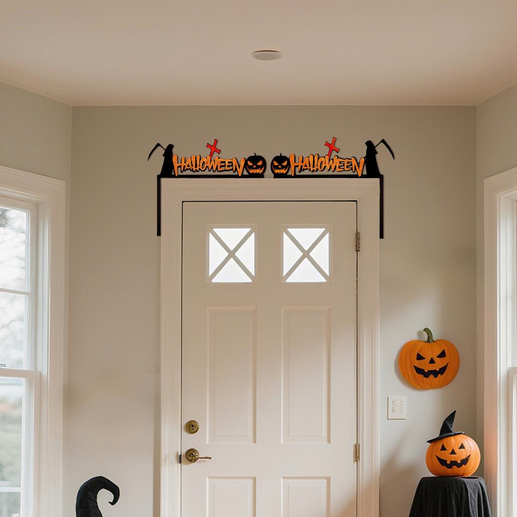 Halloween Dörrkarmdekoration, fladdermöss, pumpor, spindelnät, dörr- och fönsterhörnskylt, Halloween Heminredning, hörnstickers