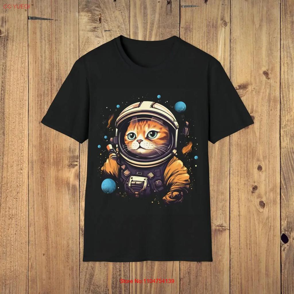Astronaut CaT T Shirt Funny Lover Ideal for Tee Vintage Washed Comfortable Unisex Casual Versatile Slightly Stylish Streetwear