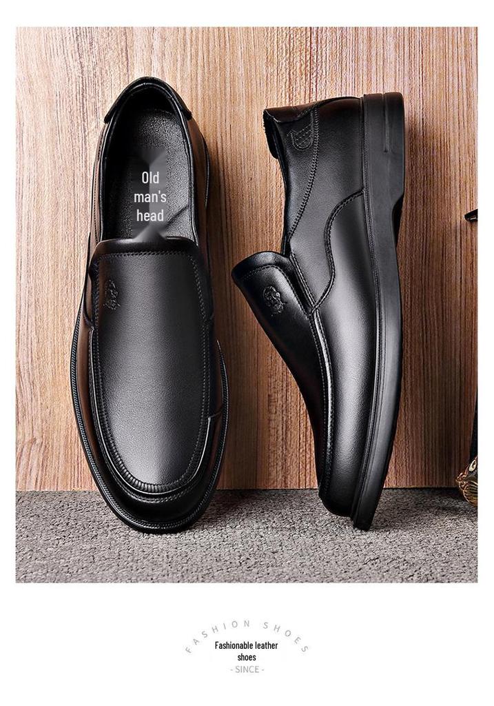 Men's Breathable Genuine Leather Casual Business Shoes - Comfortable, Soft Sole, Four Seasons Style.