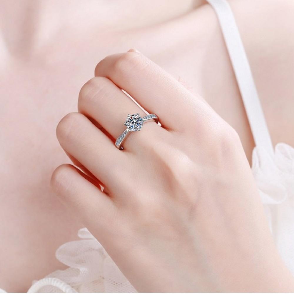 VENTFILLE Copper Moissanite Classic Ring Diamond 0.5/1/2CT D Color For Women Engagement Wedding Band Jewelry
