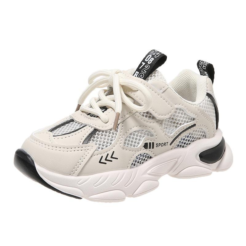 Scarpe da ginnastica per bambini, Nuovo stile estivo per bambine, Rete singola traspirante, Antiodore, Scarpe per bambini con suola morbida, Scarpe bianche 'Dad Shoes' per bambine